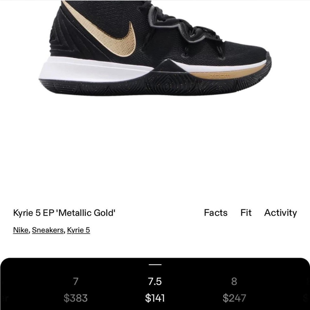 KYRIE 5 ‘METALLIC GOLD’ SIZE 7.5 MEN